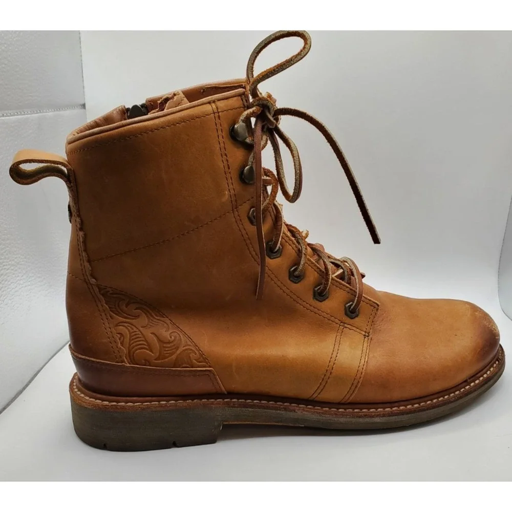 OluKai Men's Mauna Kea Size 10‎ EU 43 Tan Leather Lace Up